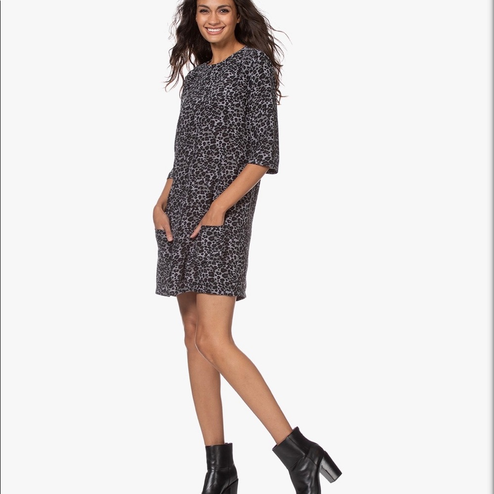 Revolve Equipment Aubrey Silk Leopard Dress Black and Grey size S
